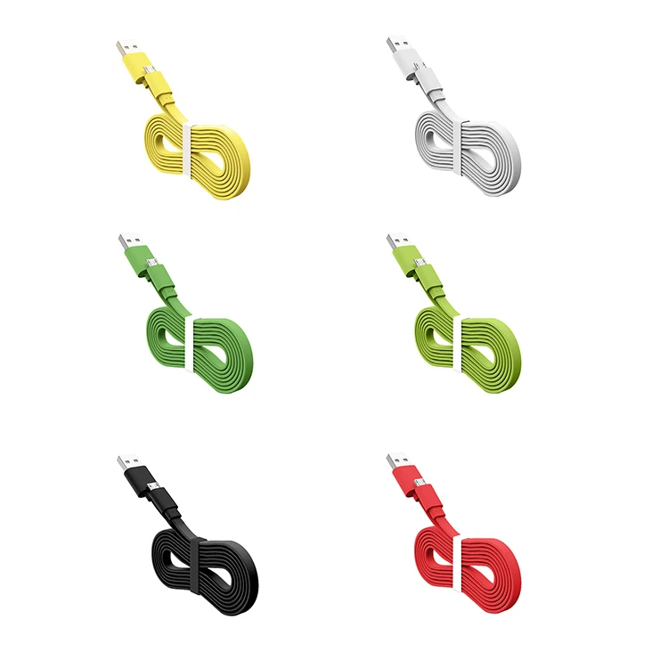 Ready To Ship Focuses Data Cable Mobile Phones 1M Flat Android Micro Usb Fast Charging Micro Typc 8Pin USB C Charger Cables Kits