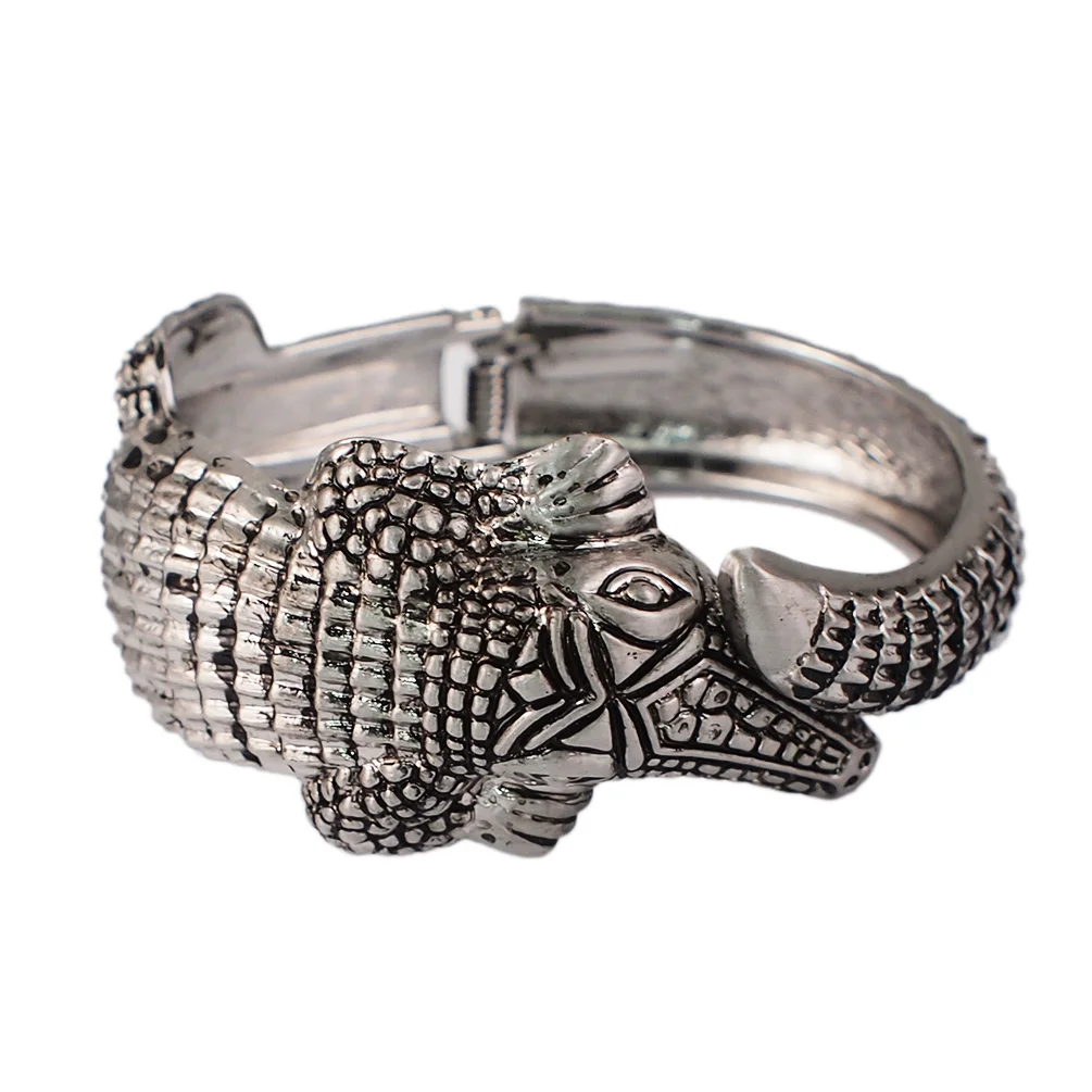 HANSIDON Wild Animal Design Latest Statement Bracelets Cuff Stretch Alligator Handmade Metal Arm Bangle India Jewelry Accessory