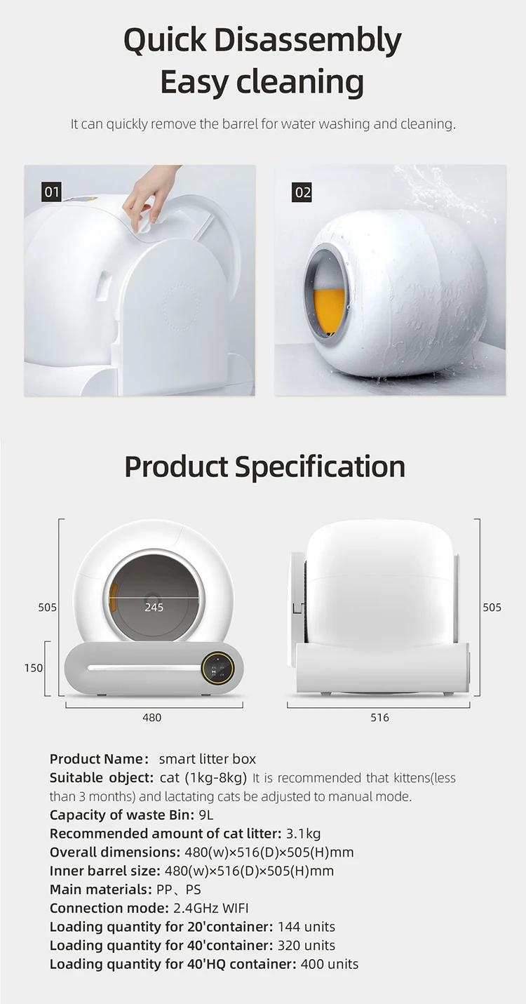 Customization Oem Automatic Litter Box Big Cat Toilet With App Remote