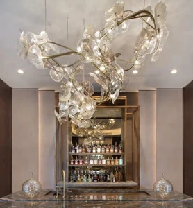 ECOJAS Luxury Glass Chandelier for Hotel Lobby Super Market Wedding Hotel New Design Large Pendent Light