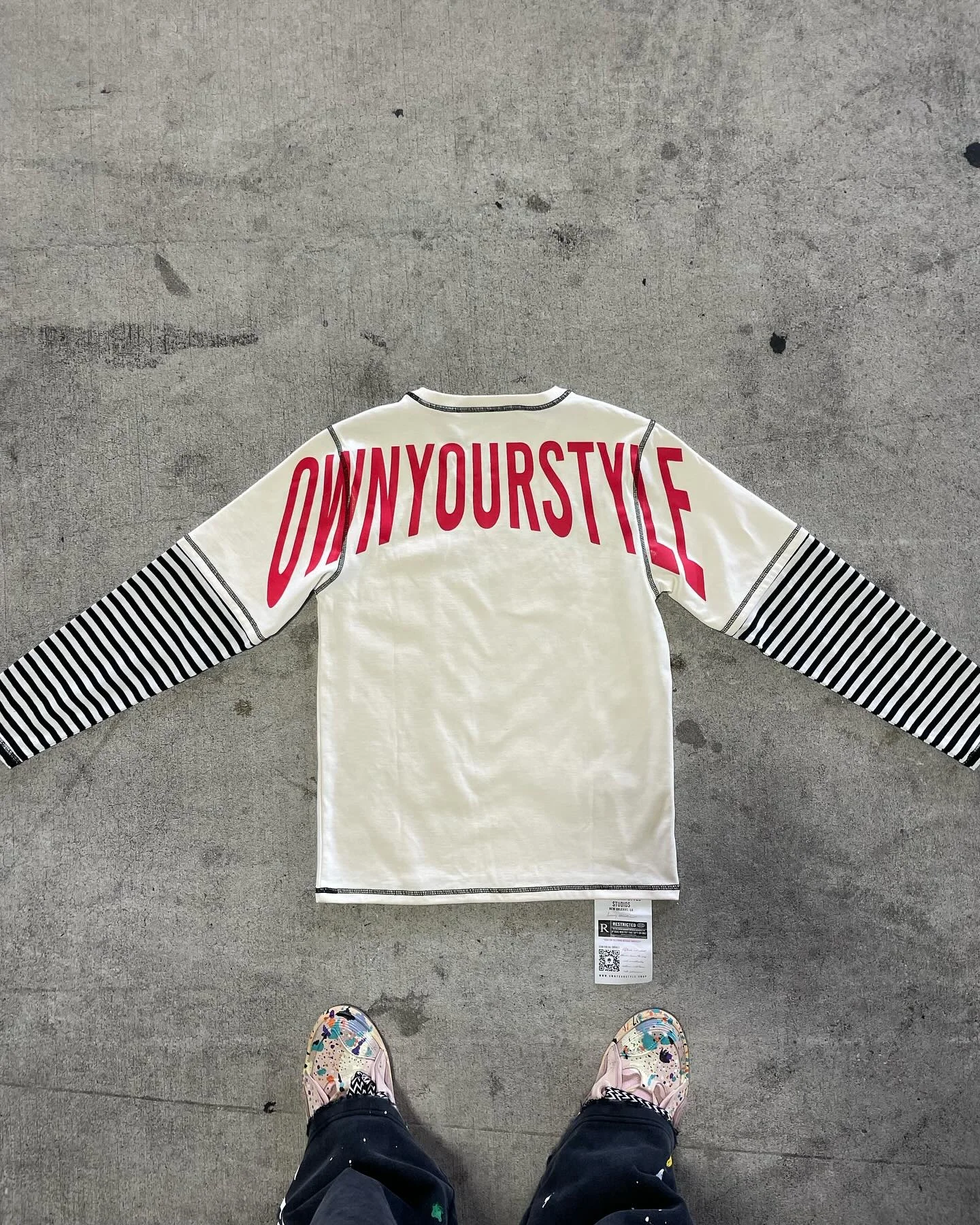 Salati Custom Contrast Stitch Tee Cotton Cropped T Shirt Applique Embroidered Patches Full Double Layer Long Sleeve T-shirts Men gallery 3