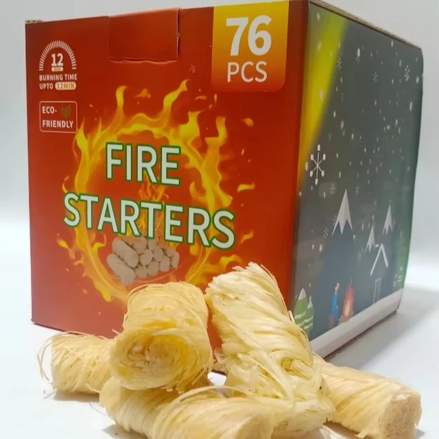 Outdoor Kitchen Essential Accessories Cylinder Wood Wool Fire Starters Customizable Size for Grill Camping