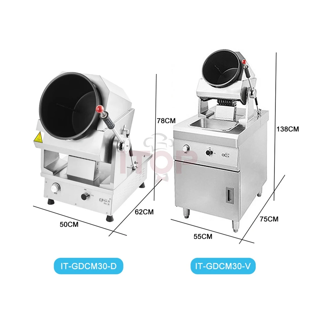 ITOP Automatic Cooking Machine Smart Touch Screen Panel Set Time  Temperature 6L Non-stick Wok Efficient Cooking Robot 220-240V