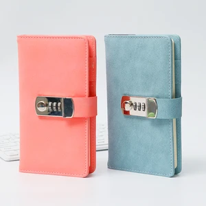 Linen Leather Password Lock A6 PU Softcover Protected Notebook Custom Hardcover Notebook With Metal Lock