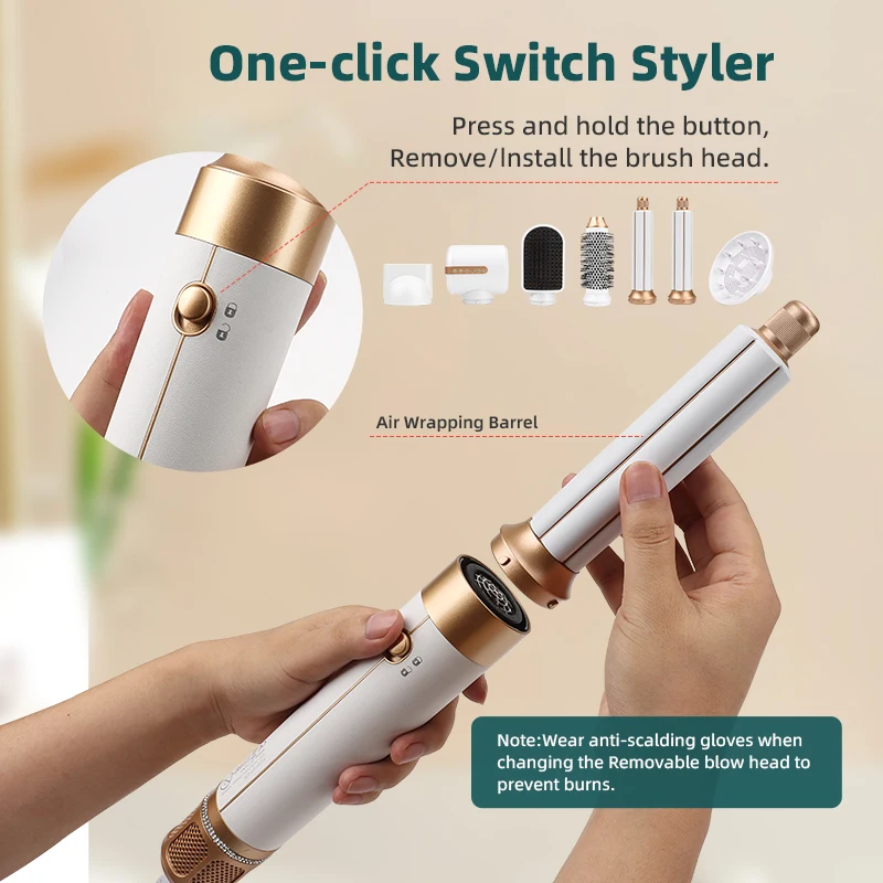 Professional Multi-Function Ionic Hair Dryer Hot Air Brush LCD  Temperature Display PTC Negative Ion Hair Straightener Curler