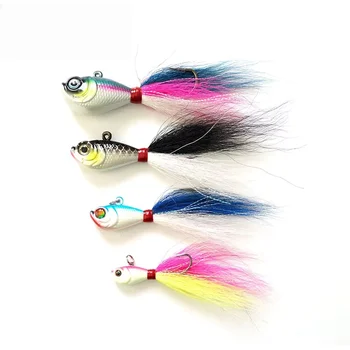 Jig Head Lead Bucktail 84g Hand Tied Bucktail with Mylar Accents Super Strong Black Nickle Saltwater Hooks Fishing Lures – Metal Jig – view 3