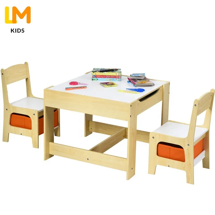 LM KIDS Wood Montessori Kids Study Table Chair Set