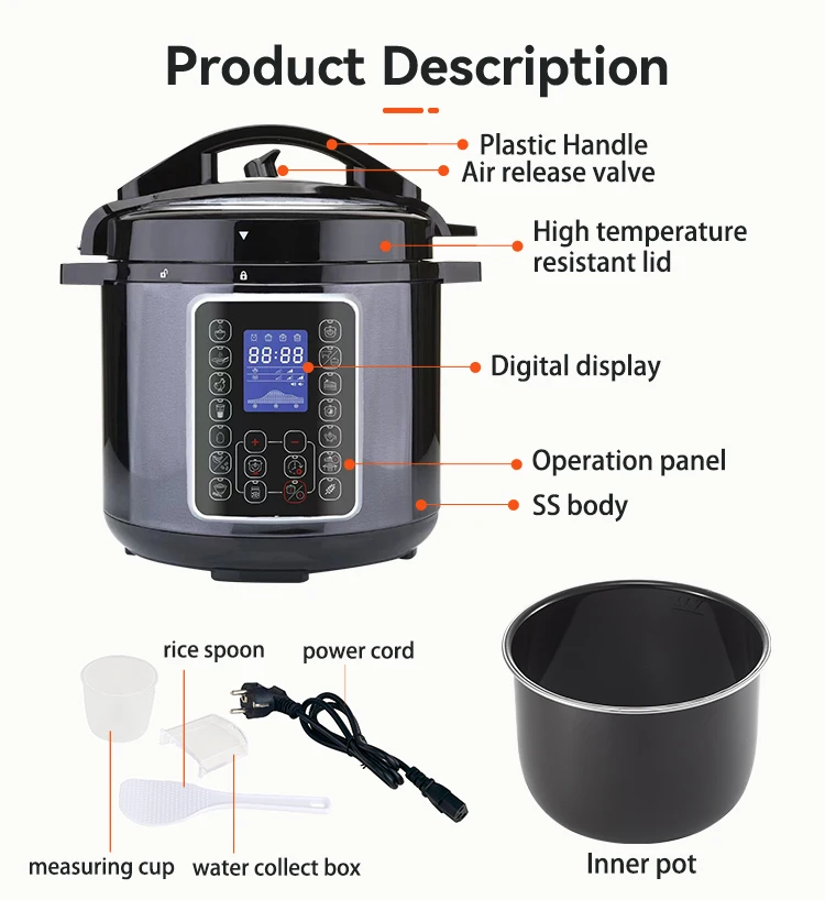 Multi-functional Cooker Ceramic Coating Inner Pot Available Electric Pressure Cooker with CE/ETL
