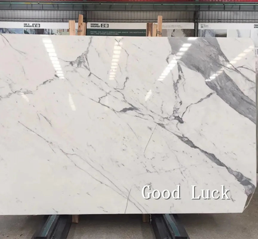 Factory Marble Slab White natural Stone Calacatta venatina stone slab Background or Countertop