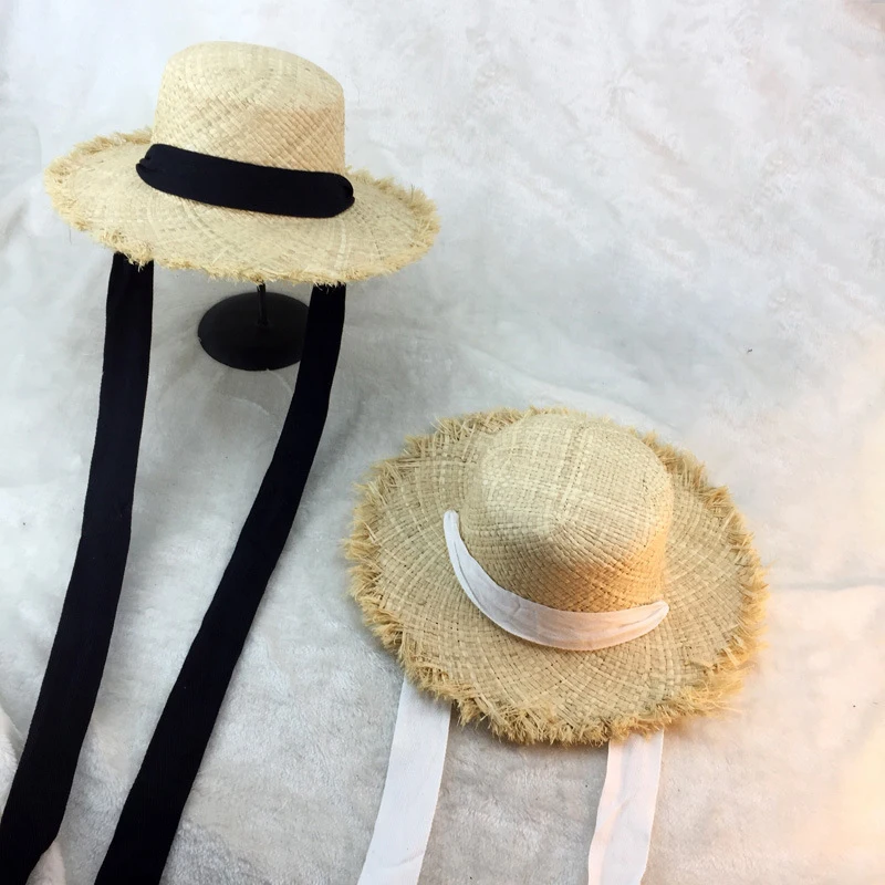 Sombrero De Rafia Para Playa Mujer,Gorra Plana De Paja Con De Cinta,Color Blanco Y Negro - Buy De Paja,Sombrero De Playa,Protector Solar Tapas Product on Alibaba.com