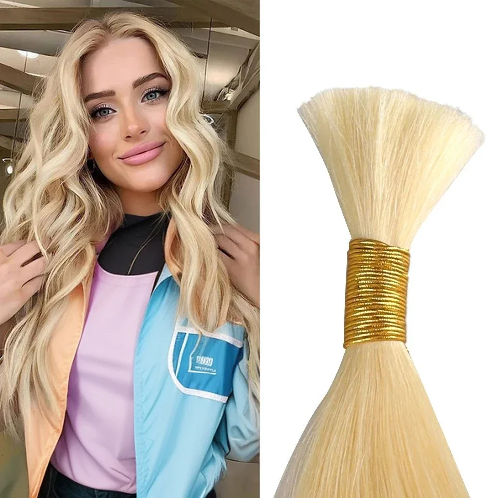 Capelli umani brasiliani in massa, intrecciati al 100% con veri capelli umani, #613 biondo candeggiato_voghion.com