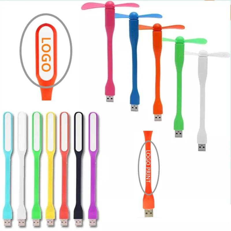 Креативный летний рекламный USB-гаджет USB-вентилятор гибкий портативный мини-вентилятор и Светодиодная лампа