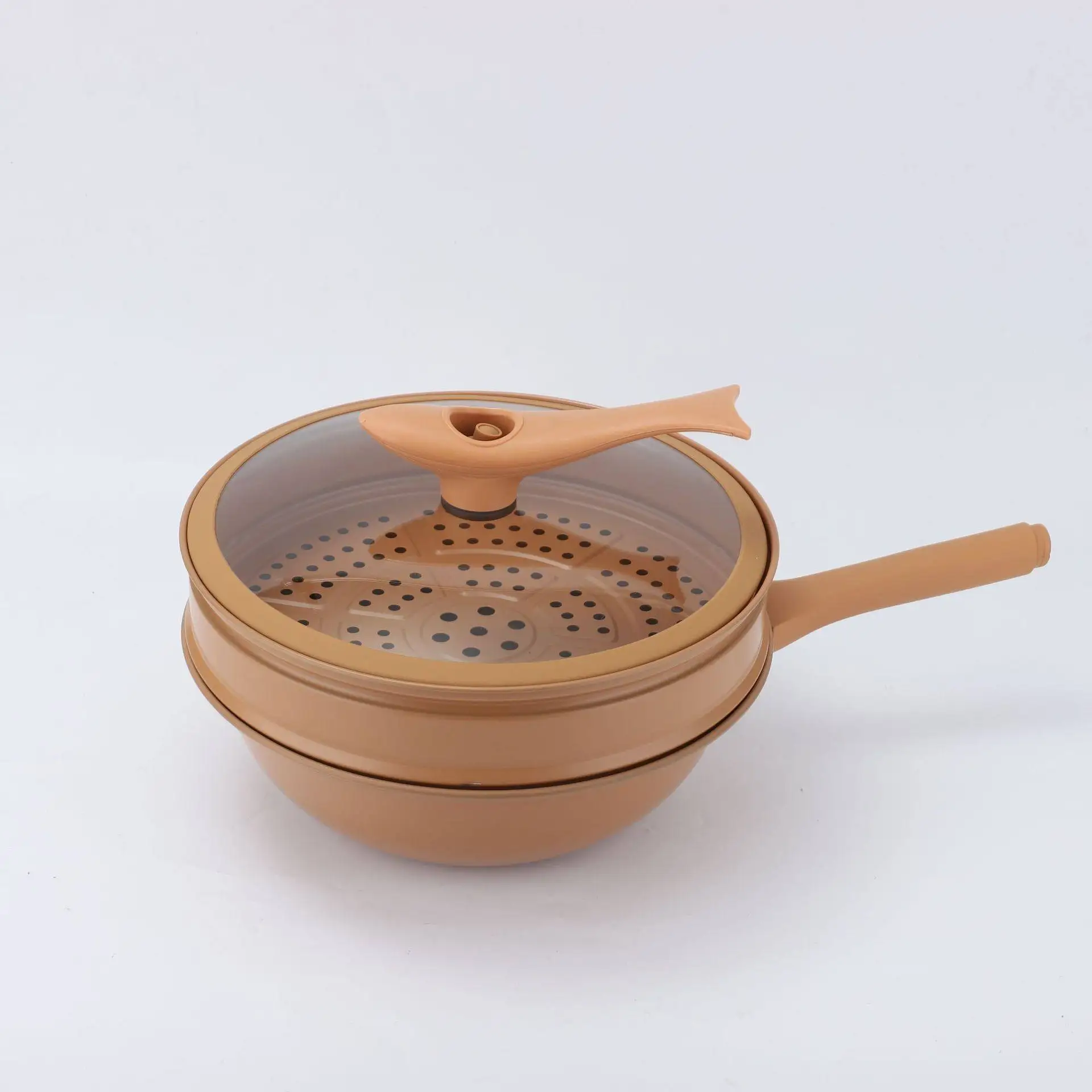Nonstick Coating Pan Wok Home Kitchen Multifunctional Cookware Suitable for Frying Steam Boil