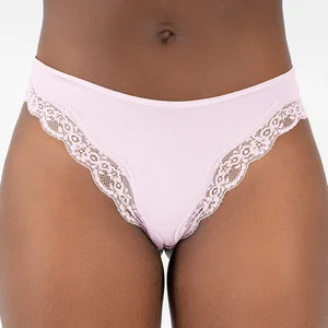 New Arrival Women Sexy Underwear Lace High Quality Fit Breathable Solid Thong Brief Thin Smooth Mid-waist Panties for Women