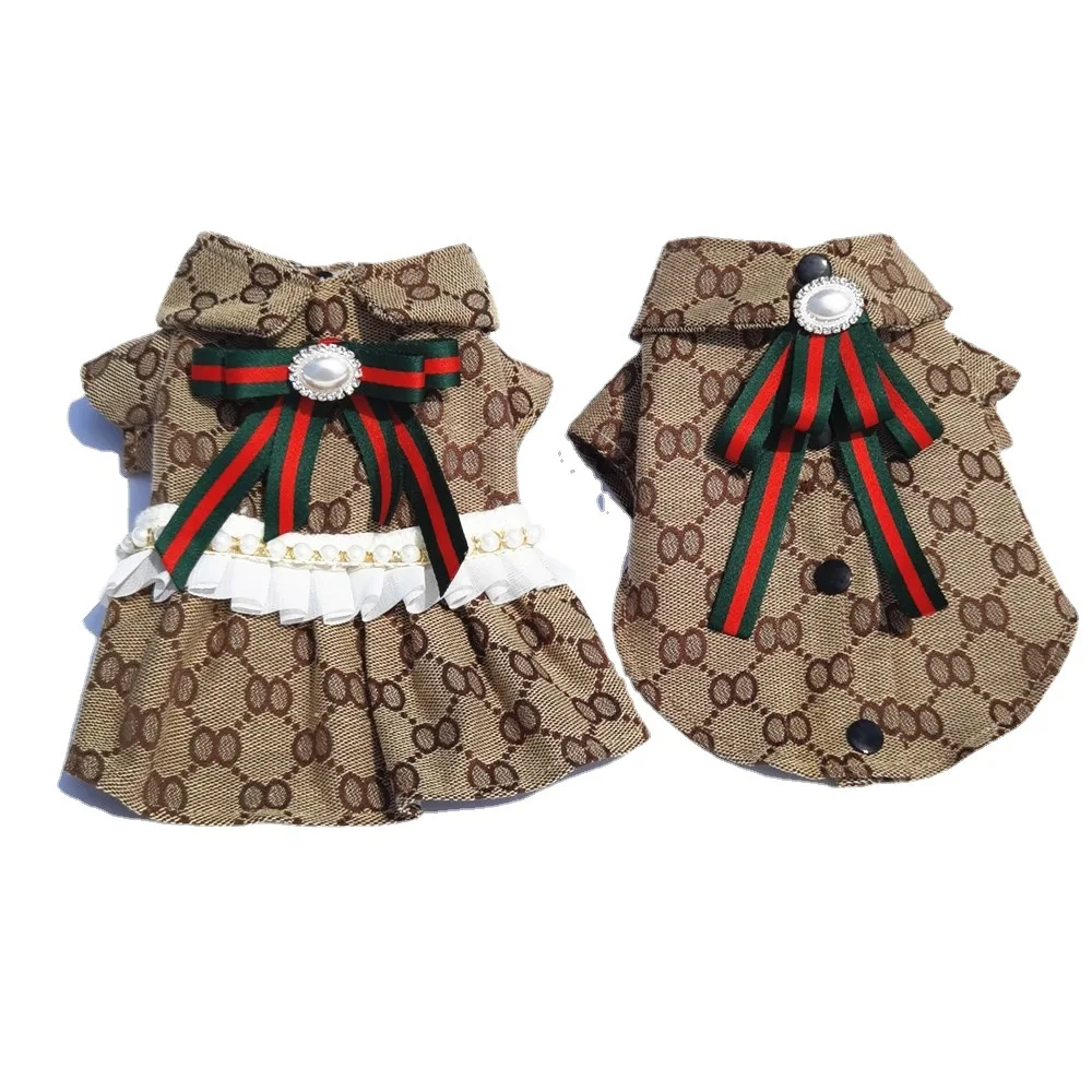 Модная одежда для щенков, дизайнерская Роскошная зимняя одежда для собак, аксессуары для домашних животных, платья, хлопковая клетчатая зимняя одежда для женщин, Классическая