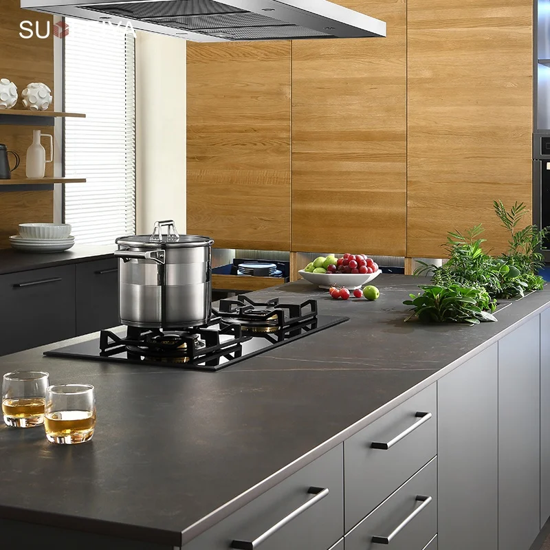 Sofeyia Kitchen Cabinets Simple Designs Clean Handle-less Look 2 Colour Laminate Sheet Accessorized Faucet Hinge Made Marble