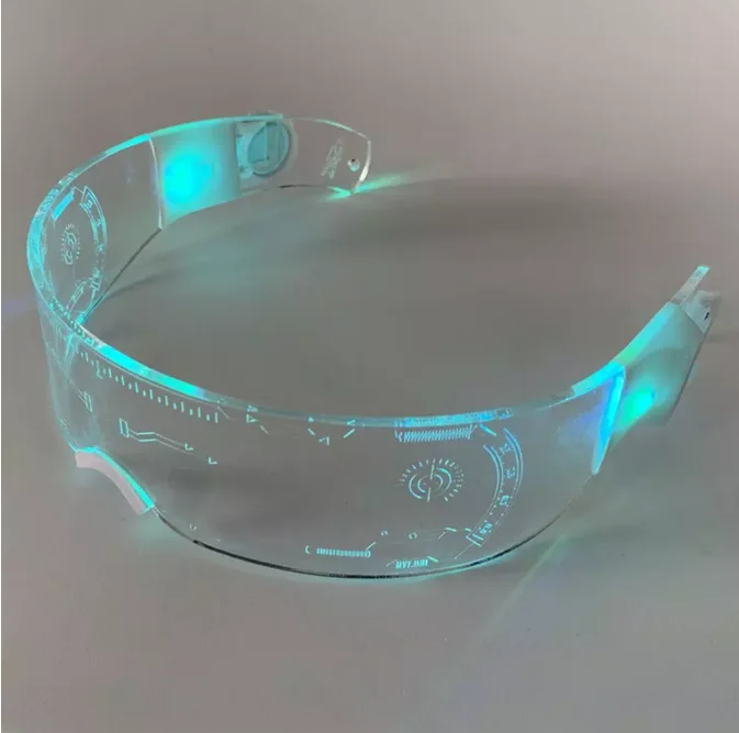 Lunettes lumineuses LED lunettes à visière électroniques futuristes allument des lunettes accessoire pour la performance du Festival dHalloween