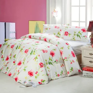 Bedroom Sets Flower Comforter Down Quilt Bed Sheet Set 7 Pieces Dark Pink Floral Water Washing Sanding Queen Sheet Set