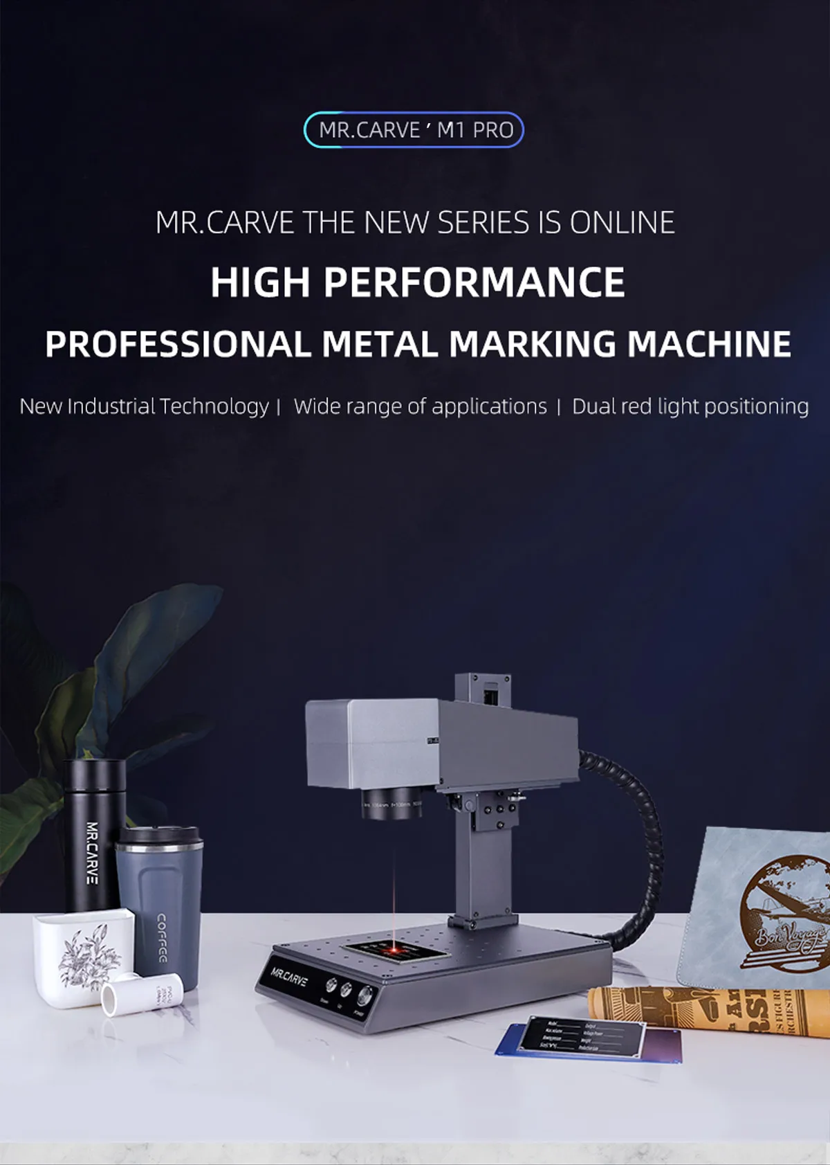 Mr Carve M1 ファイバーレーザー彫刻機 - ステンレス鋼、プラスチック 