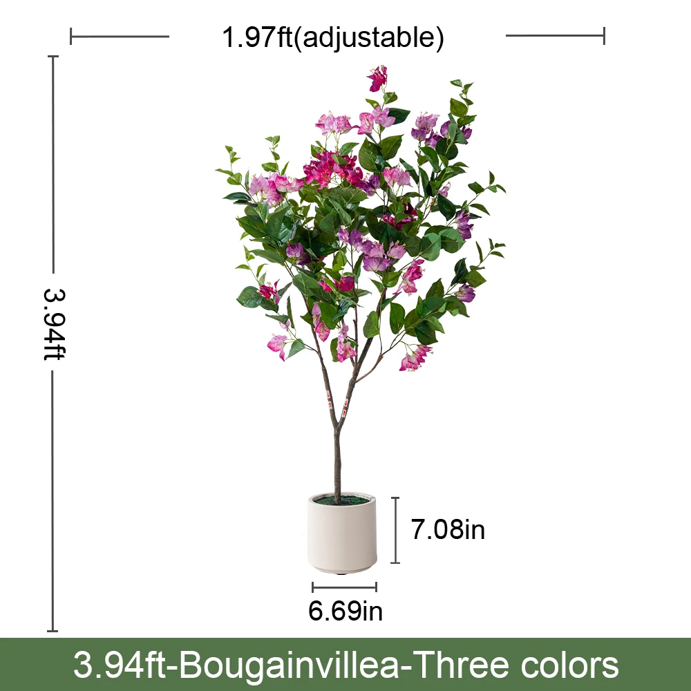 Natural Style Home Office Decor Artificial Bougainvillea PVC Green Plastic Pot Real Touch Leaves Artificial 180cm Fabric Wedding details