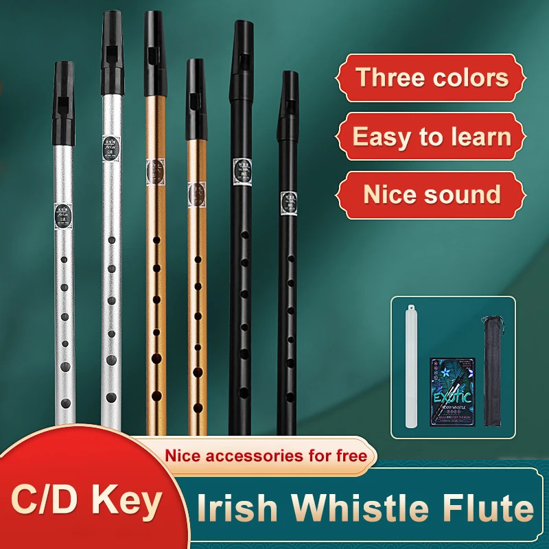 MINGYQOU Irish Whistle Flute C/D Key Ireland Flute Aluminum Alloy Whistle 6 Hole Flute M aperçu 2