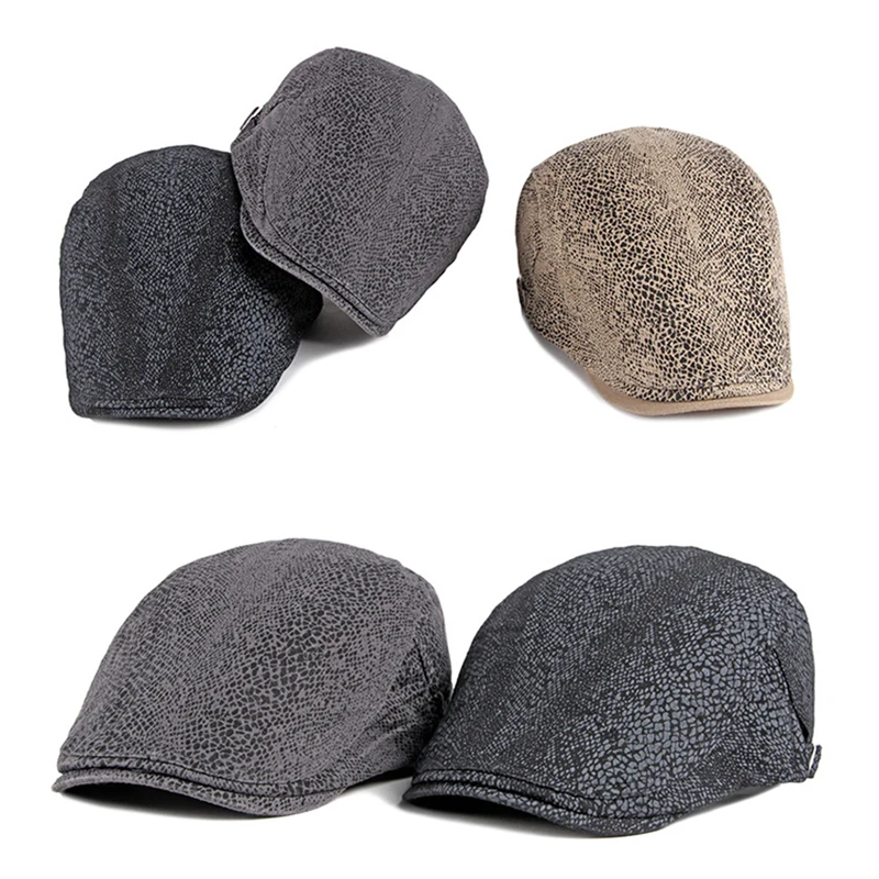 High quality British gentleman style cotton peak cap snake print cap outside hats