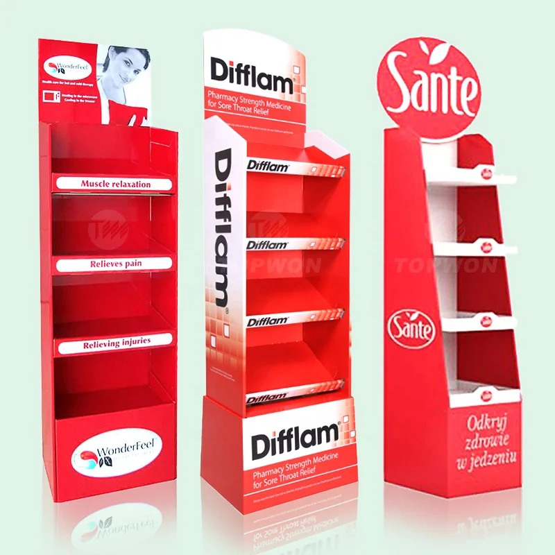 Custom Vitamin Bottle Supplement Display Racks for Pharmacy Drugstores, Cardboard Medicine Store Retail Pharmacy Display Stand