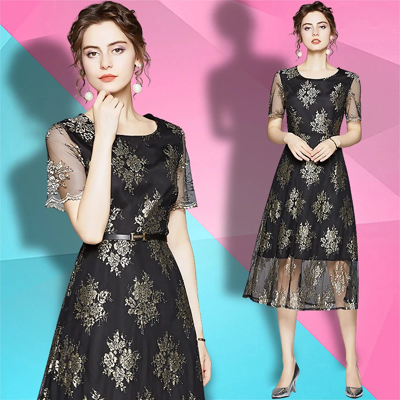 Ropa Informal Elegante Para Mujer,Vestidos Negros De Encaje De Manga  Corta,Corte En A,Venta Al Por Mayor,Novedad De 2022 - Buy Vestidos Casual, Ropa De Mujer,Vestidos De Encaje Product on Alibaba.com