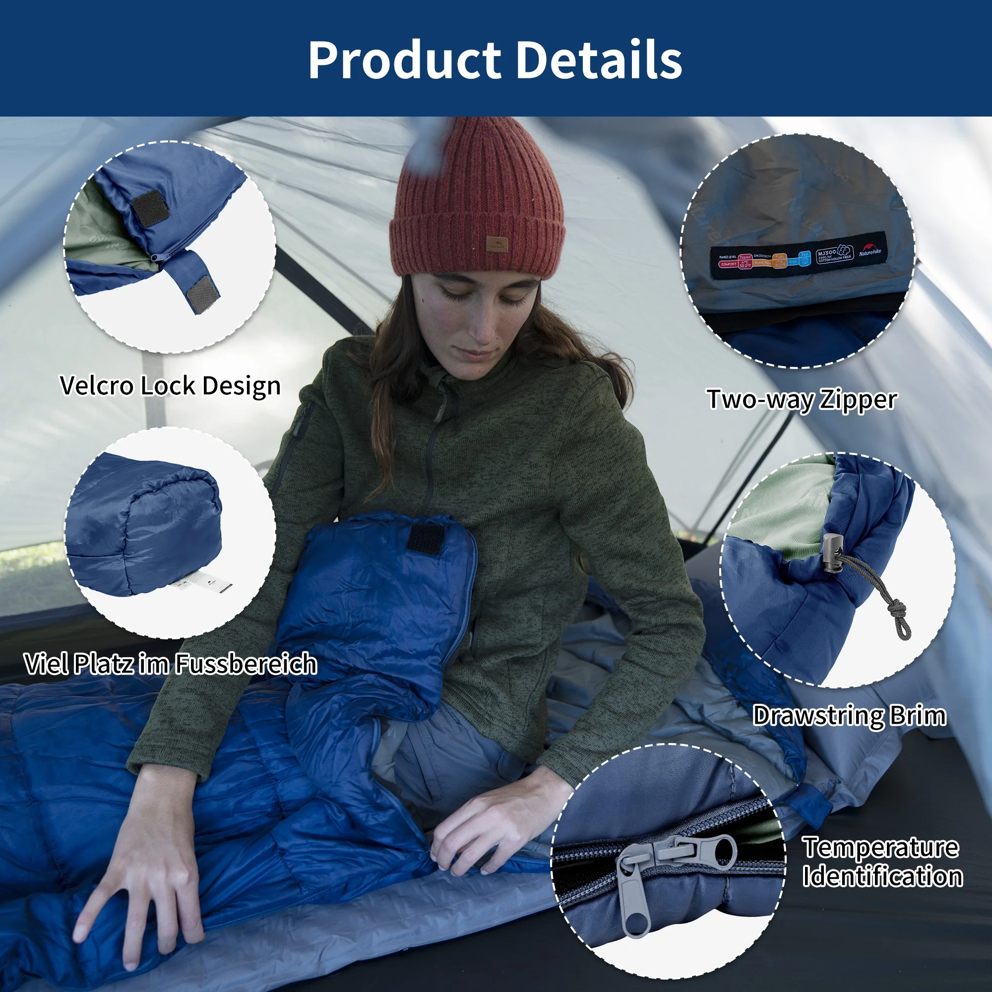 Naturehike 4 stagioni Mummy Camping singolo sacco a pelo impermeabile leggero in cotone