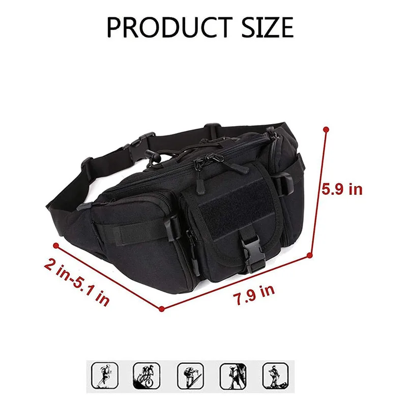 Cycling Camping Hiking Hunting Tactical Waist Pack Portable Tactical Pack Outdoor Travel Tactical Chest Bag for Daily