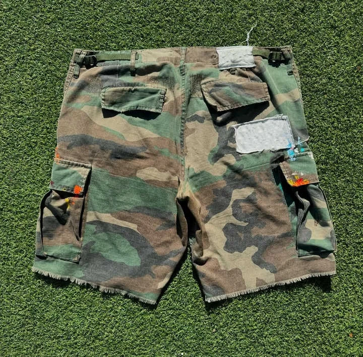 Salati Manufacturer Custom Utility Pocket Ripped All Over Print Baggy Carpenter Camouflage Camo Jean Denim Jorts Cargo Short Men gallery 2