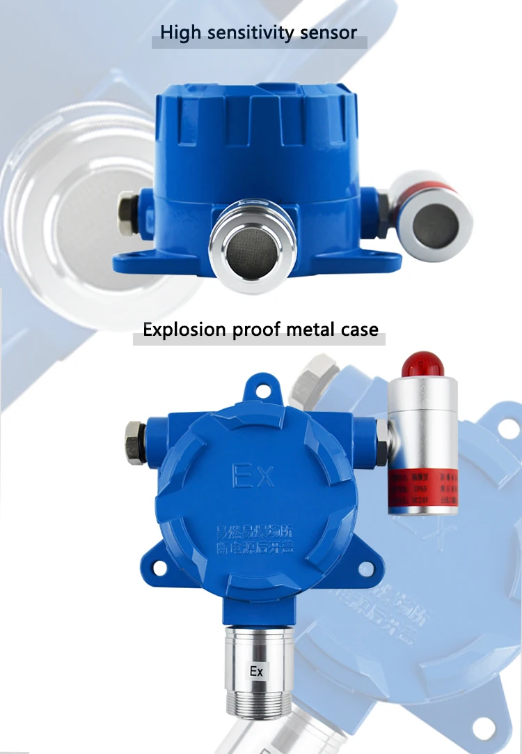 ATEX CE Certificate Fixed H2 Gas Sensor Battery Room Use Hydrogen H2 Gas Leak Alarm Detector