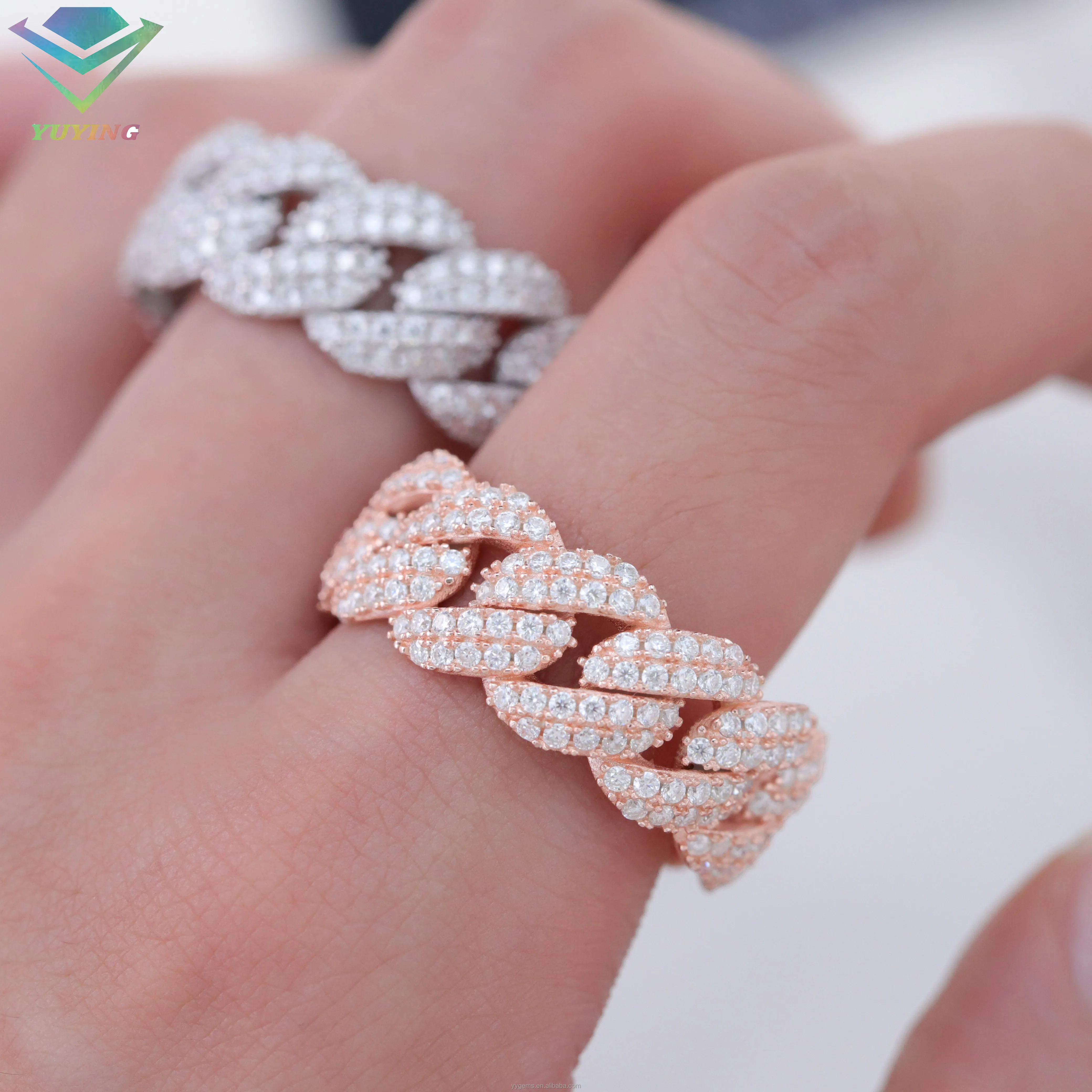 Yy Rts Iced Out Cuban Rings Moissanite Rings Pass Diamond Tester 925  Sterling Silver Hiphop Fine Jewelry Rings for Men