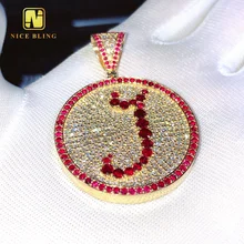 VVS Red Moissanite Diamond Custom Iced Out 925 Sterling Silver Gold Plated Hip Hop Jewelry Letter J Pendant Necklace