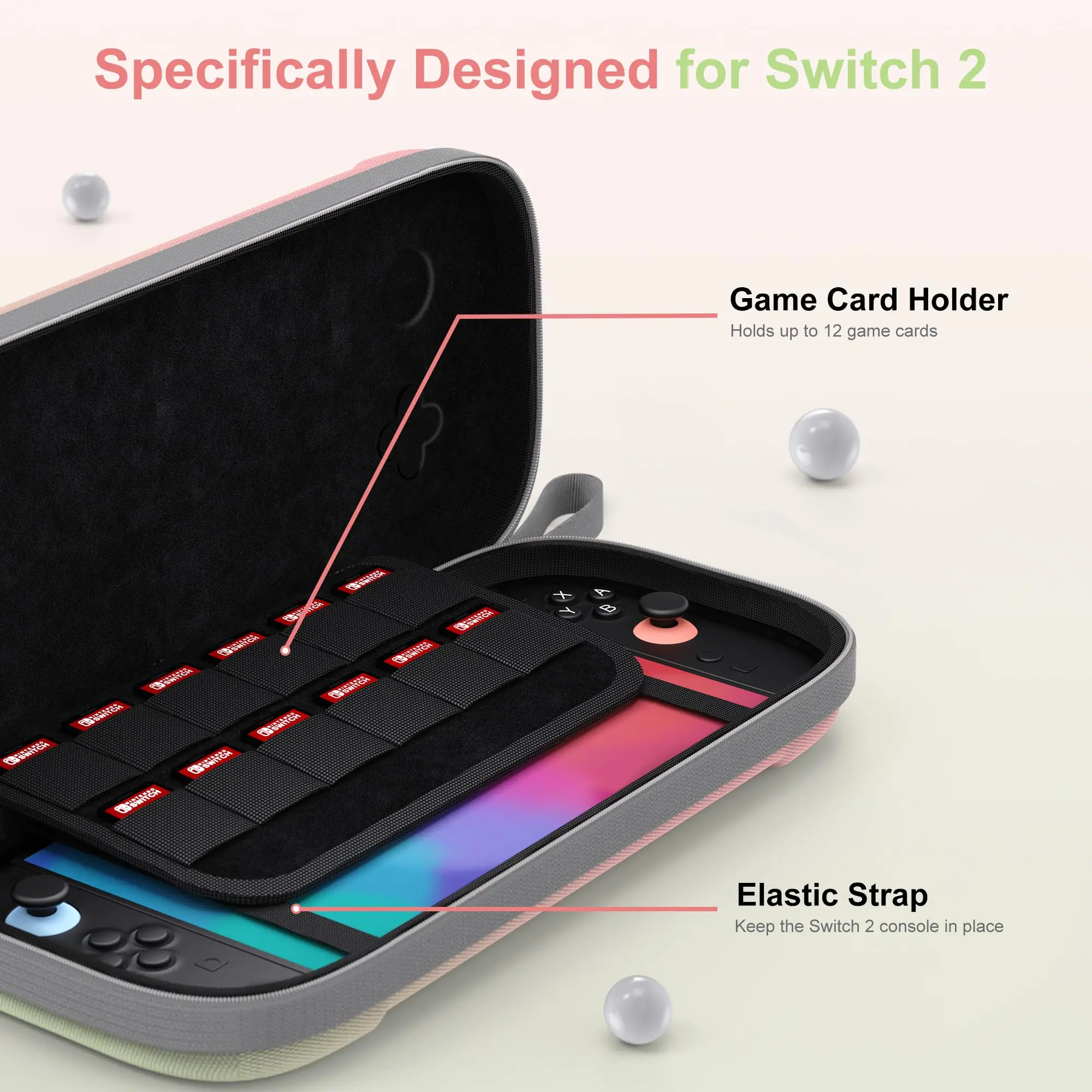 product laudtec slim carrying case for switch 2 2025 travel hard shell case with 12 game card slots protective bag-4