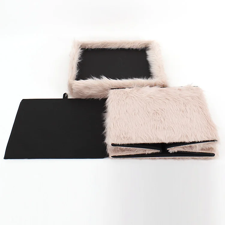 New Design Luxury Faux Fur Poof Ottomans Stool Chair with Storage Space Saving Living Room