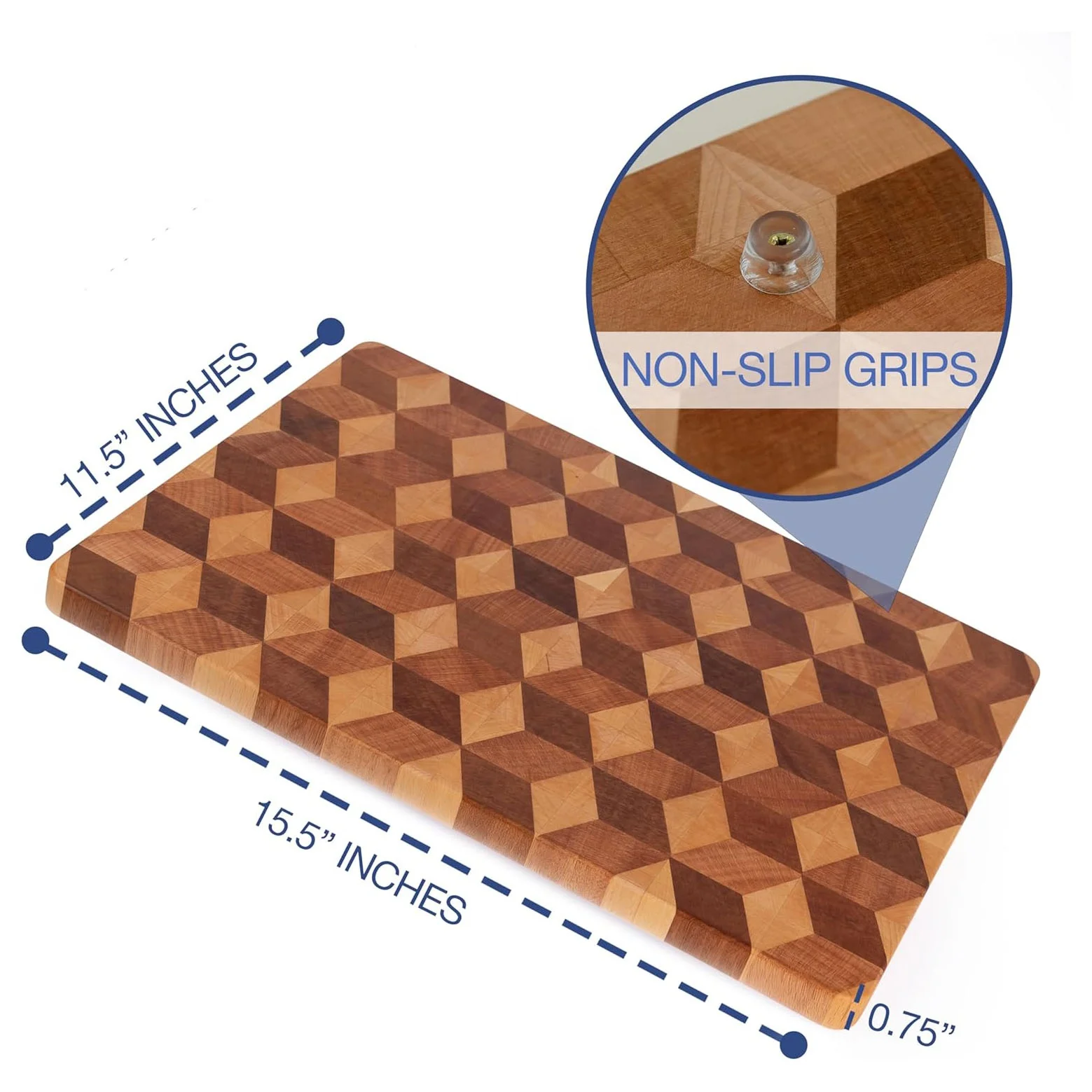 Handmade 3D Checkered Cutting Board with Feet End Grain Wooden Chopping Board Butcher Block