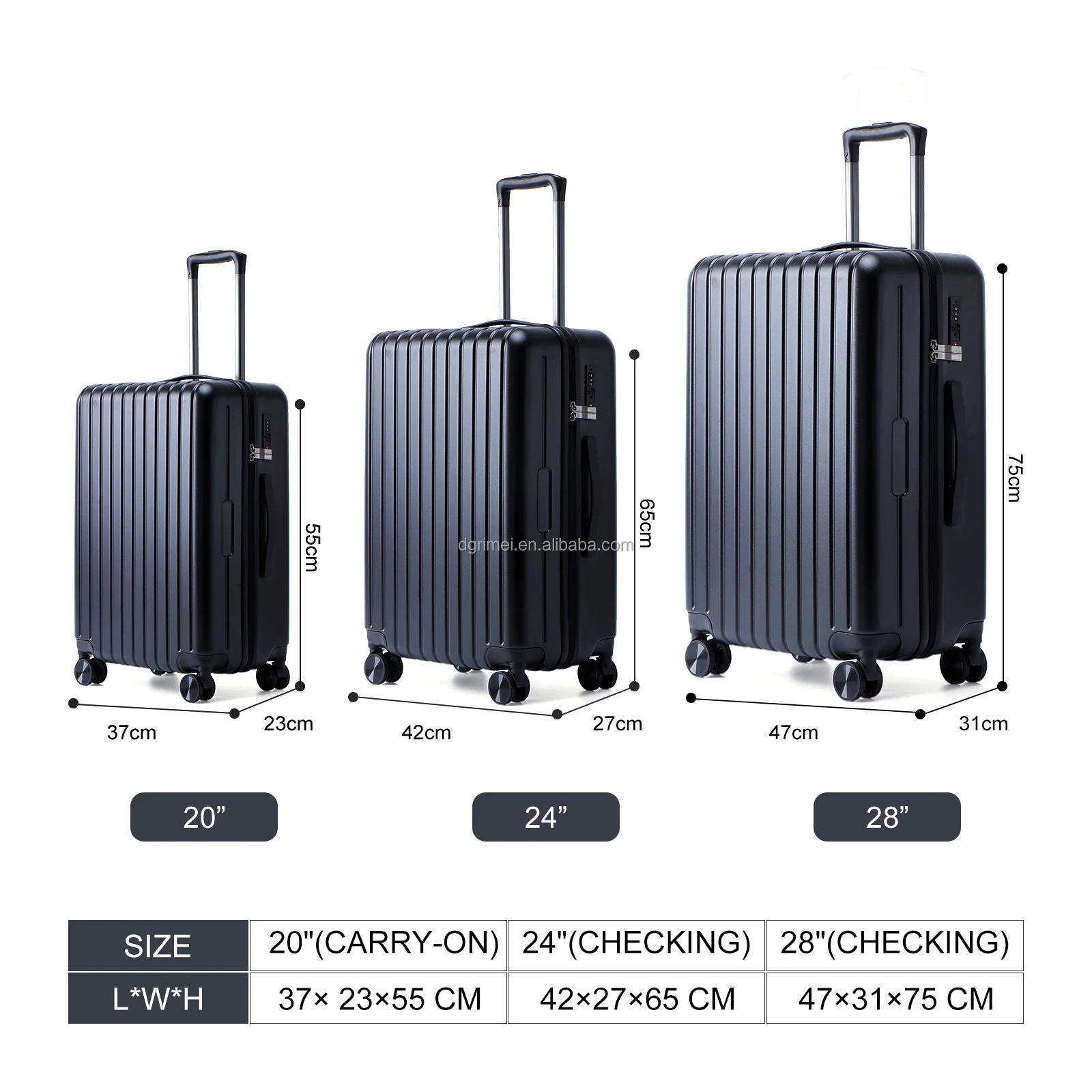 Custom Vertical Stripe Trolley Abs Pc Hard Shell Travel Bag Suitcase ...