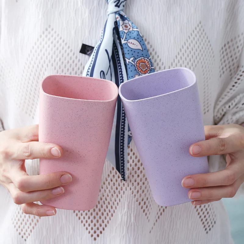 Оптовая продажа, пшеничная солома, экологически чистые квадратные чашки для питьевой воды, кофе, молока с логотипом клиента