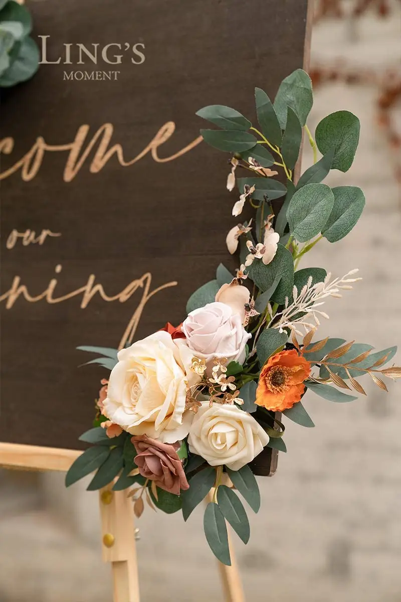 Artificial Flower Tag Is Suitable for Red Brown or Burnt Orange Wedding Ceremony logo Flower Decoration