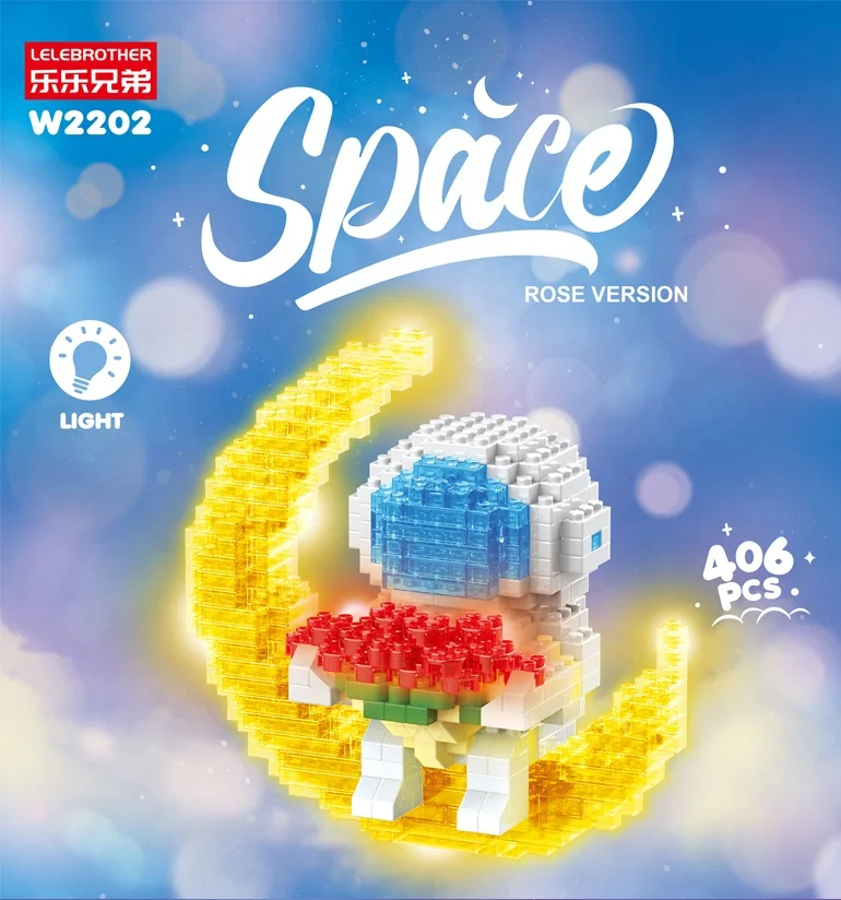 Moon Spaceman Action Figure Toys Diy Mini Bricks Lighting Astronaut ...