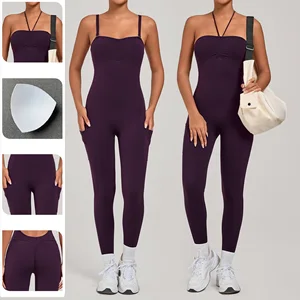 Newest Sport Wear Yoga Bodysuit Gym Fitness Set Workout Rompers One Piece Jumpsuit