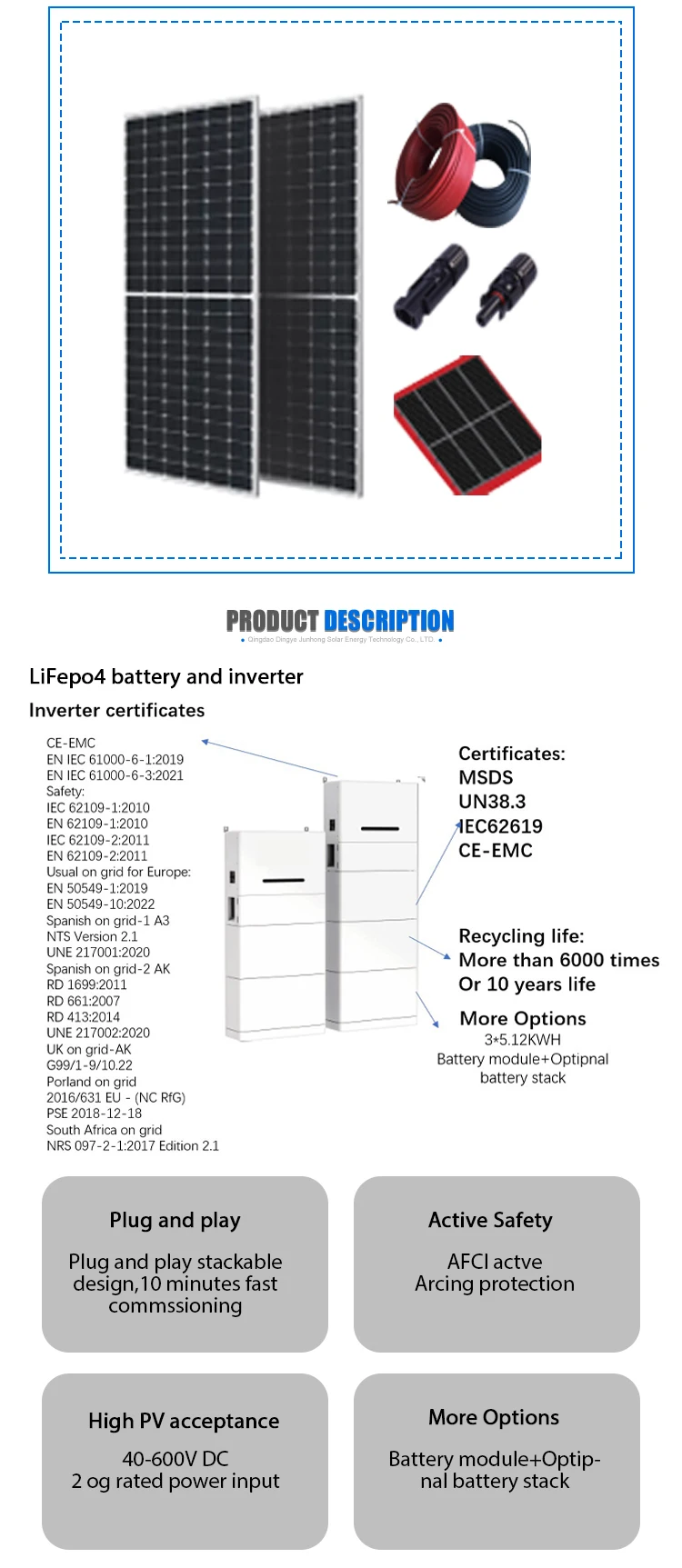 6Kw Solar Off Grid System Hybrid All in One Energy Storage System ...