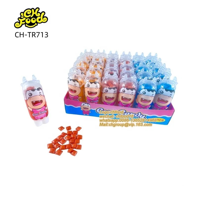 New Style Cartoon Cow Shape Toys Fruit Flavor Mini Square Chewing Gum
