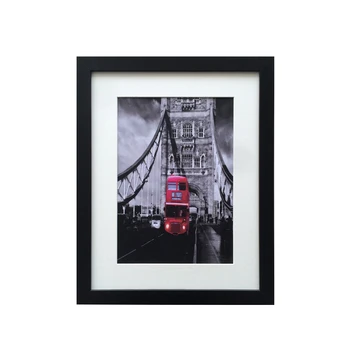 Factory direct sales cheap wooden picture photo frame black or white with mat for A4 picture