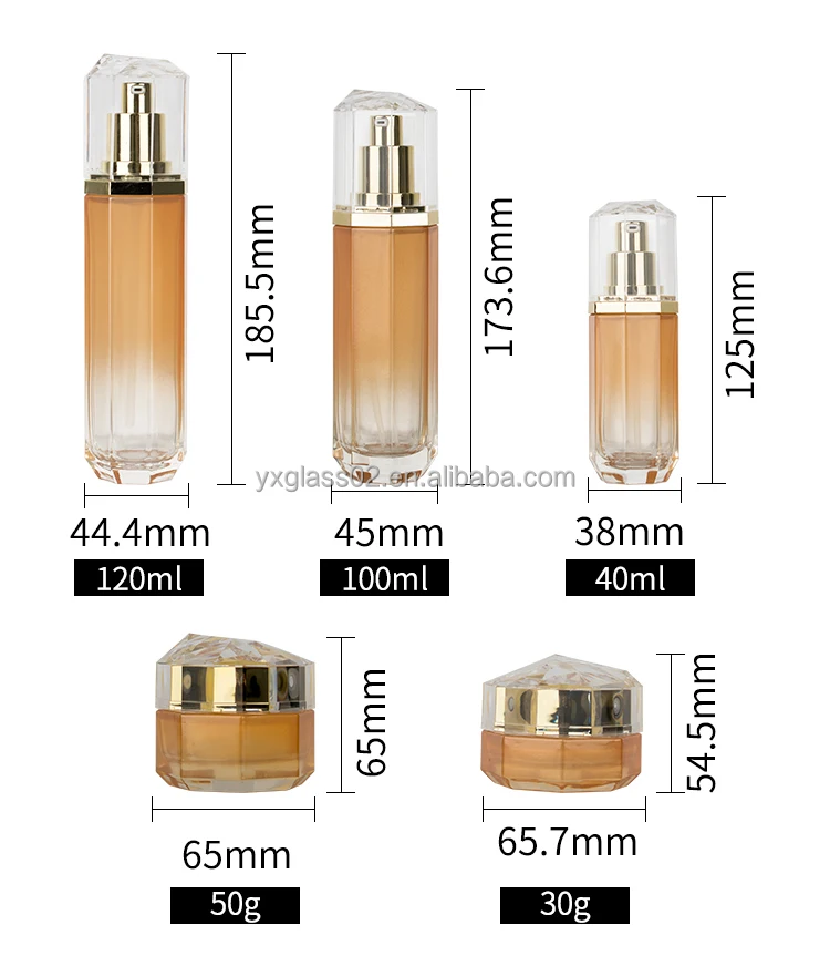 OEM Factory price 30g50g40ml100ml120ml toner lotion serum cream skincare cosmetic packaging cosmetic glass bottles set factory