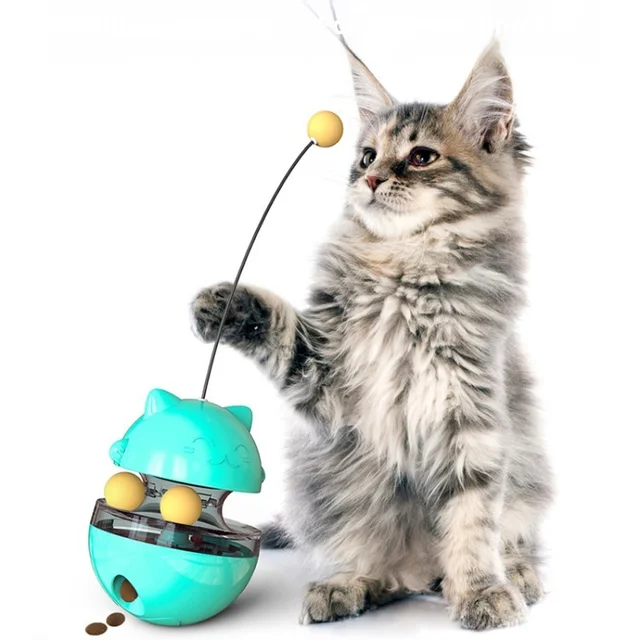Durable Plastic Cat Turntable Teasing Wand Toy Self-Entertainment Slow Feeder Wobbling Tumbler for Amazon Pet Supplies