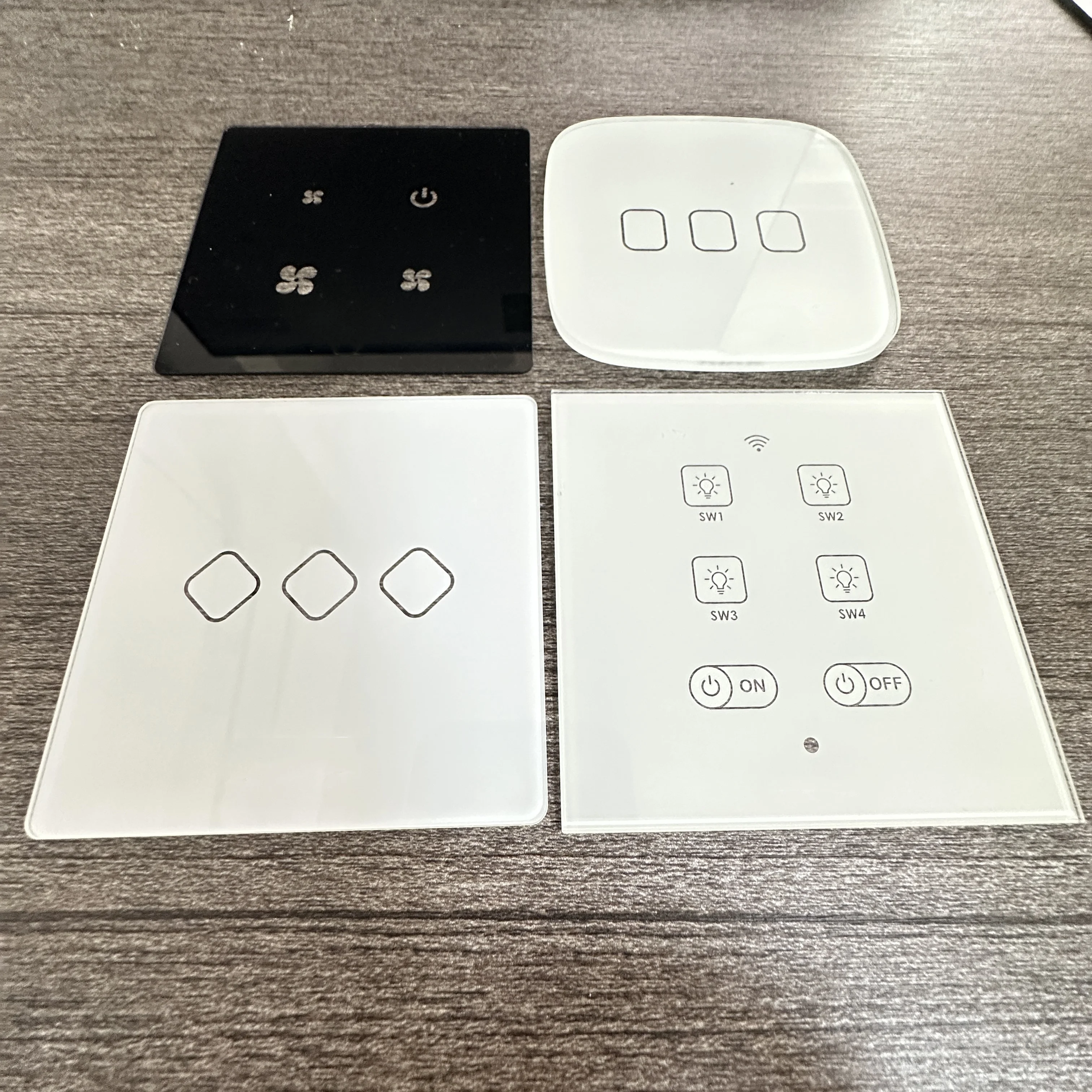 Custom Light Switch Tinting Tempered Glass Cover for 1 Gang 2 Gang 3 Gang Light Touch Smart Switch Panel