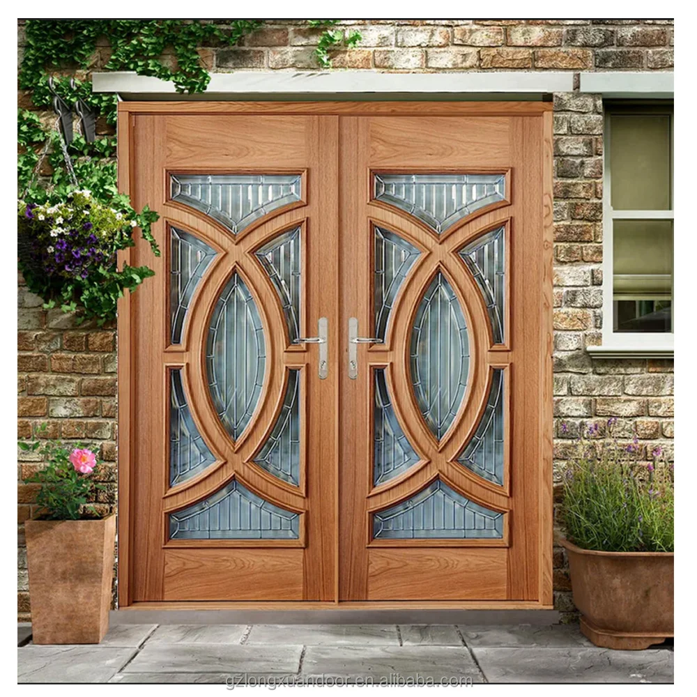Customizable Mahogany Timber Double Front Doors - Ideal for Luxury Grand Entrance Design