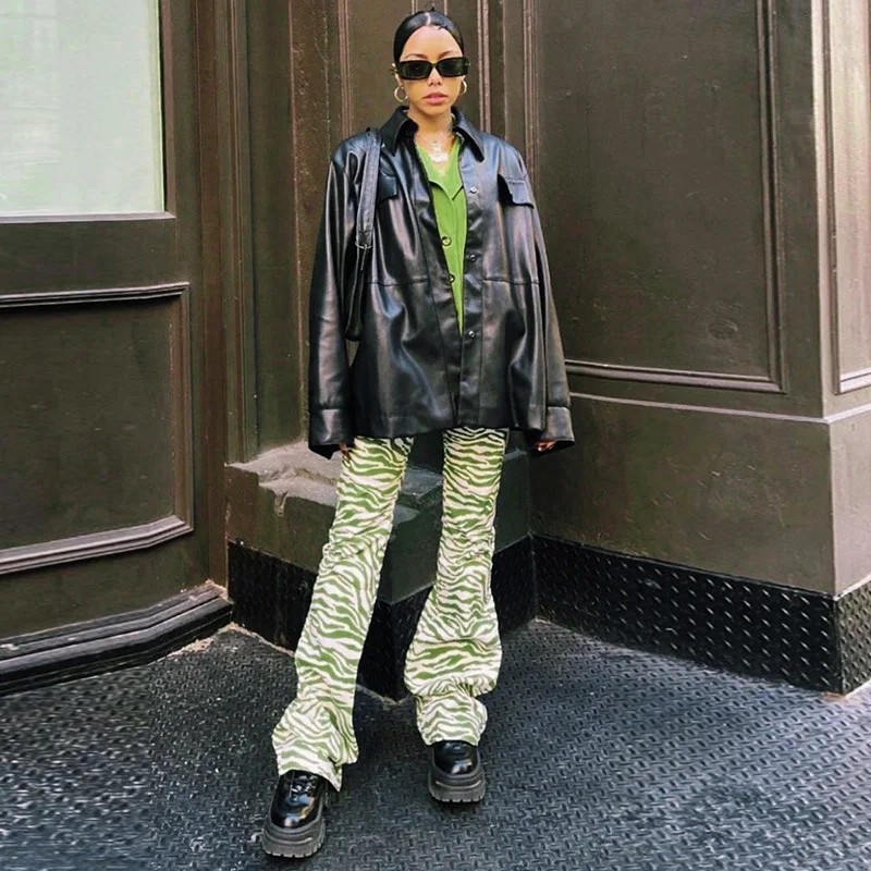 Pantalones Ceñidos De Cintura Alta Para Mujer,Pantalón A Rayas,Piernas  Anchas,Ropa Fina Para Club De Hip Hop,Moda Informal,Otoño 2021 - Buy Caída  De Moda De Otoño De Rayas Casual Cintura Alta Piernas Delgado